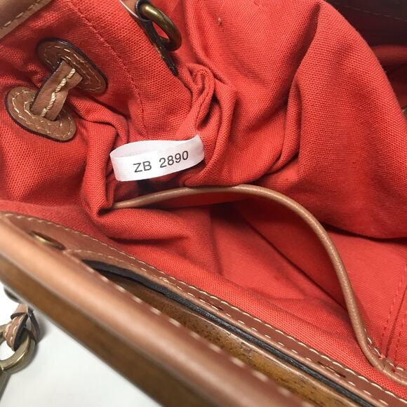 Fossil Spring Striped Fabric Cloth Satchel Crossbody Purse Bag Wooden Handles - Picture 8 of 12